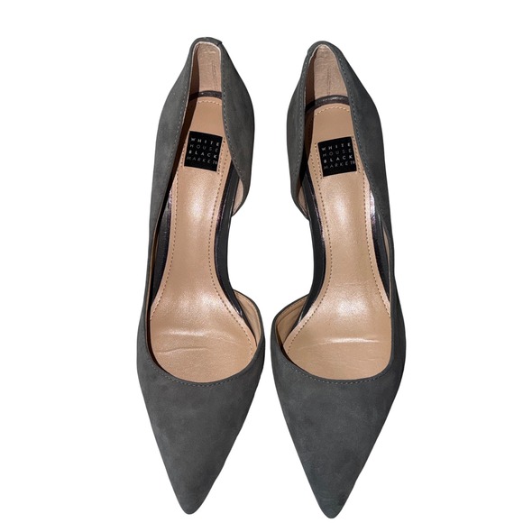 White House Black Market Ella Asphalt DOrsay Heels Pumps Gray Suede‎ Size 8M - Picture 4 of 7
